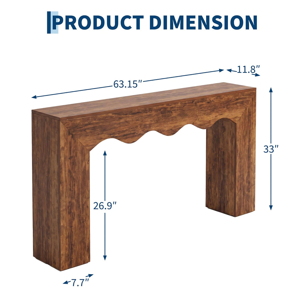 HiMISS Farmhouse Console Table With Wave Edge And Double Base