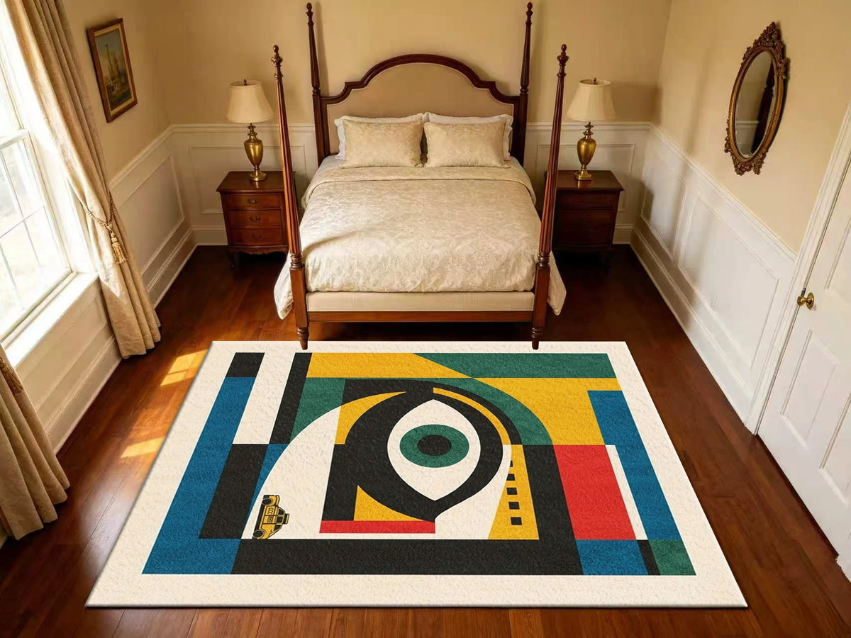 Bauhaus Geometric Eye Art Rug For Modern Home Decor