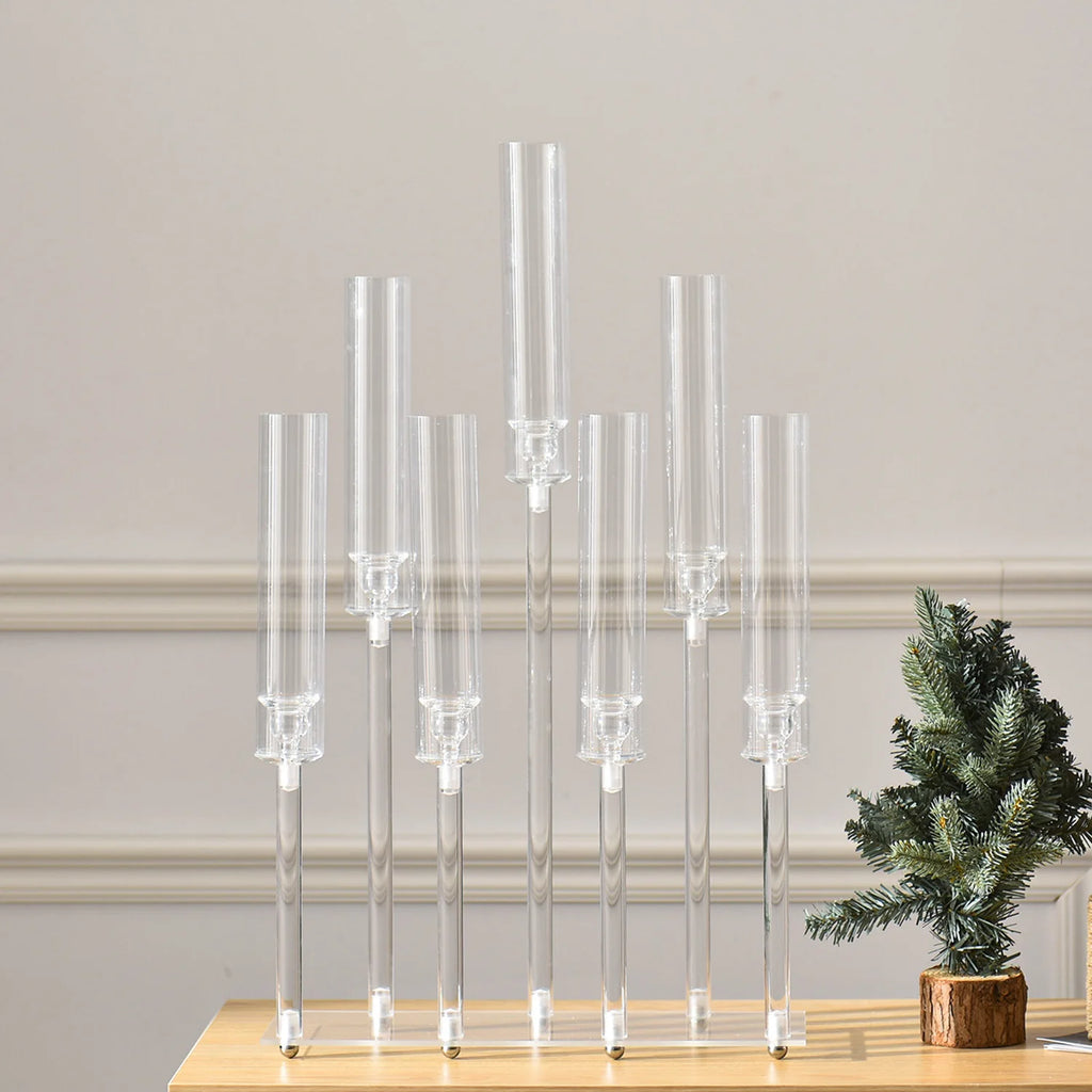 VINCIGANT Acrylic Seven Arm Candelabra For Weddings And Home Decor