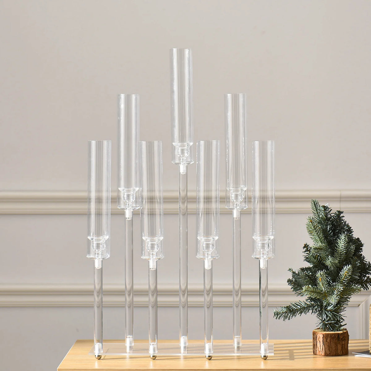 VINCIGANT Acrylic Seven Arm Candelabra For Weddings And Home Decor