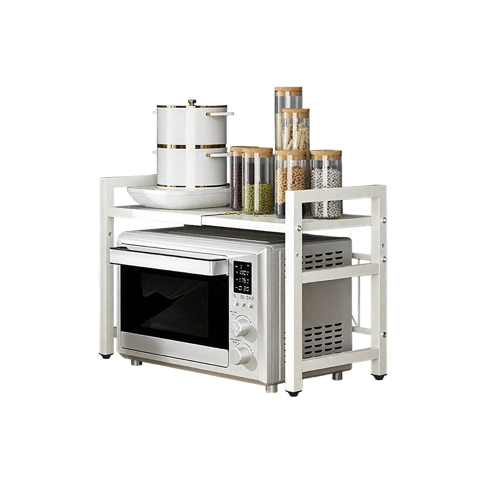 Expandable Microwave Shelf Organizer With Durable Rust Resistant Storage Solution