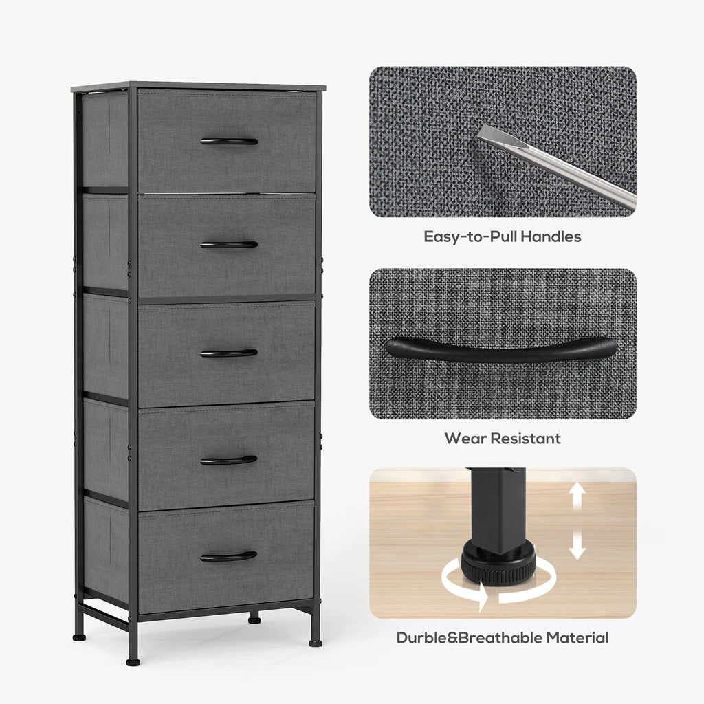 JHK Five Drawer Fabric Storage Cabinet for Living Room