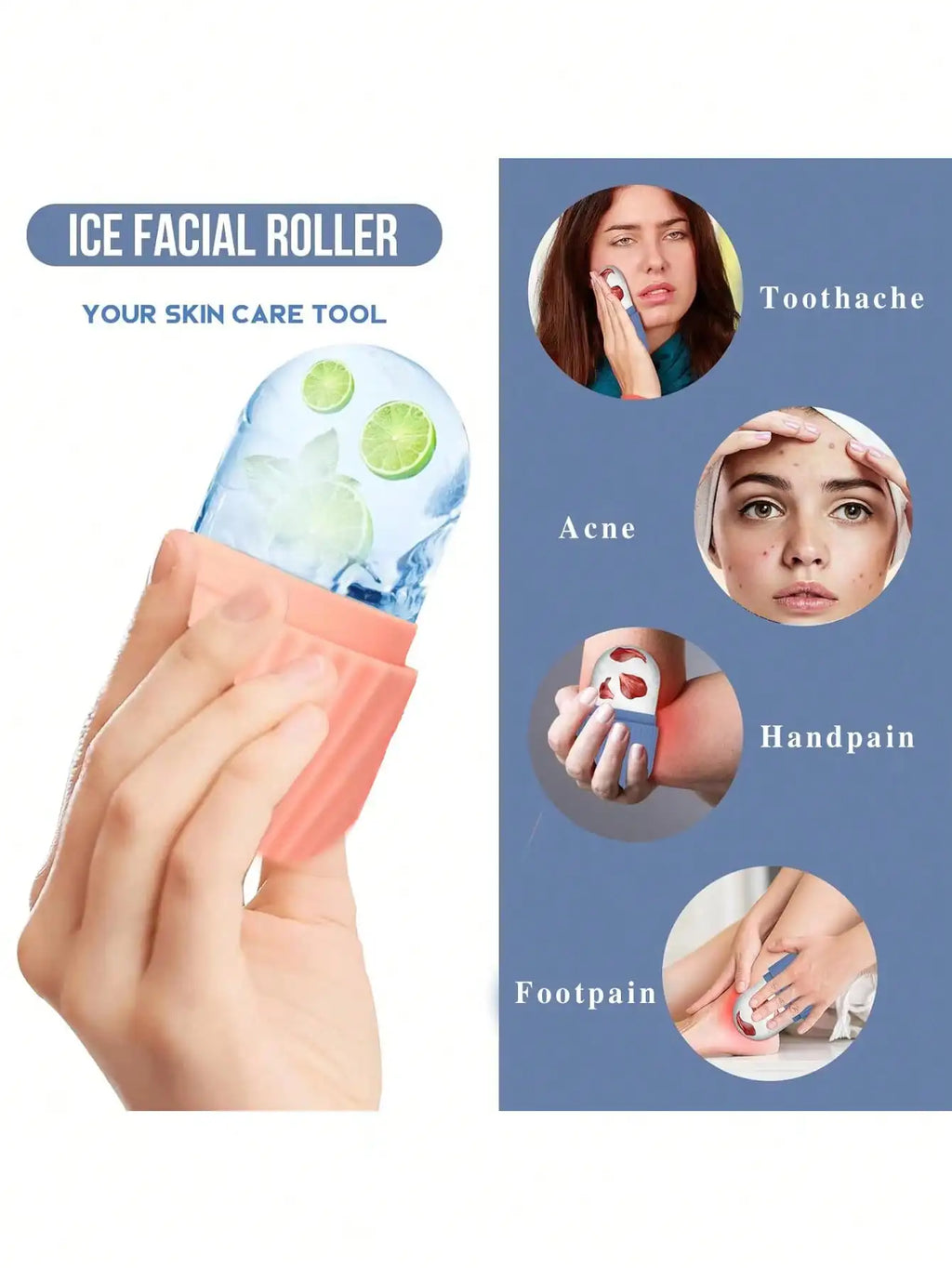 Ice Face Roller And Gua Sha Kit For Puffiness Relief
