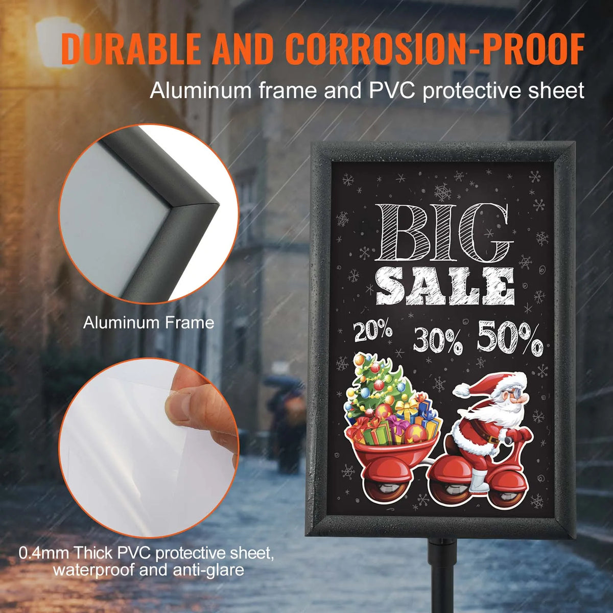 VEVOR Adjustable Pedestal Sign Holder for Indoor and Outdoor Displays