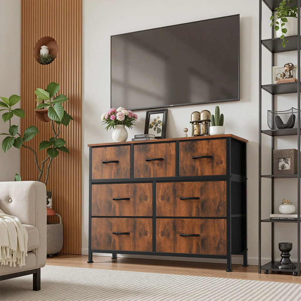 JHK Modern Fabric Drawer Dresser for Bedroom Storage Organizer