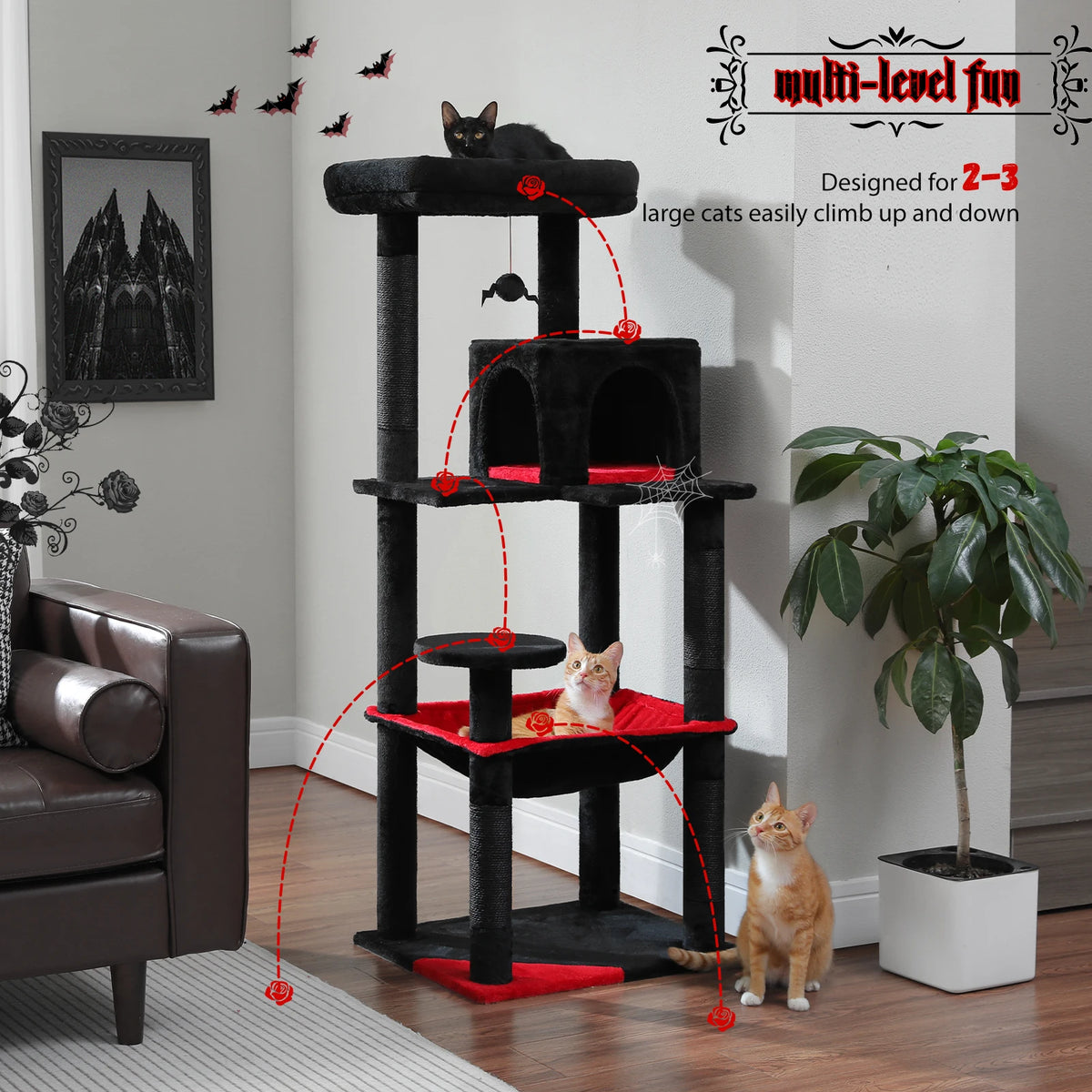 PAWZ Road Gothic Cat Tree Tower With Hammock Scratching Post