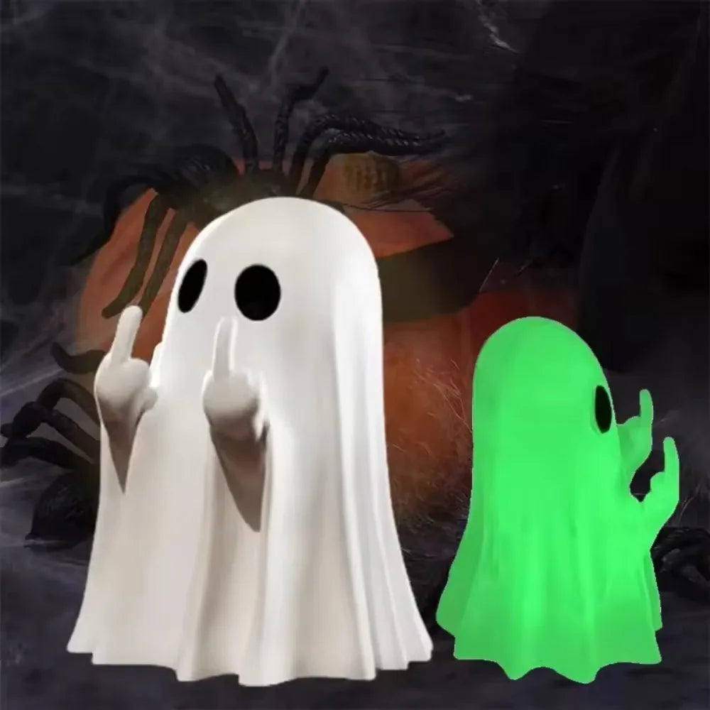 Spooky Ghost Middle Finger Statue Halloween Shelf Decor DISPLAY?