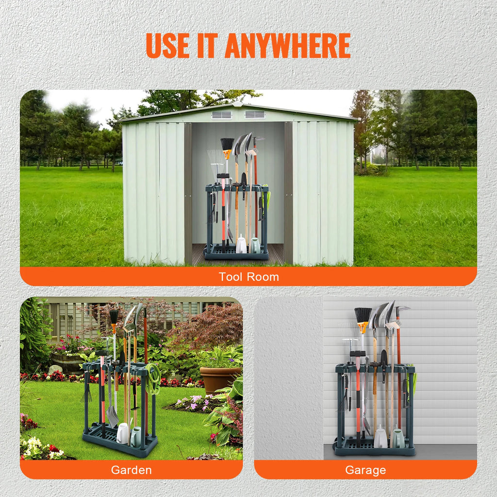 SucceBuy Garden Tool Organizer Rack for Garage Storage and Organization