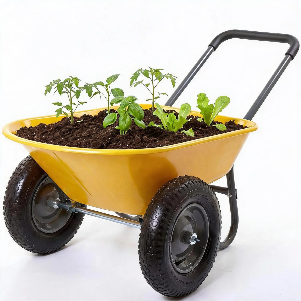 HiMISS Dual Wheel Garden Utility Cart With Dump Bed