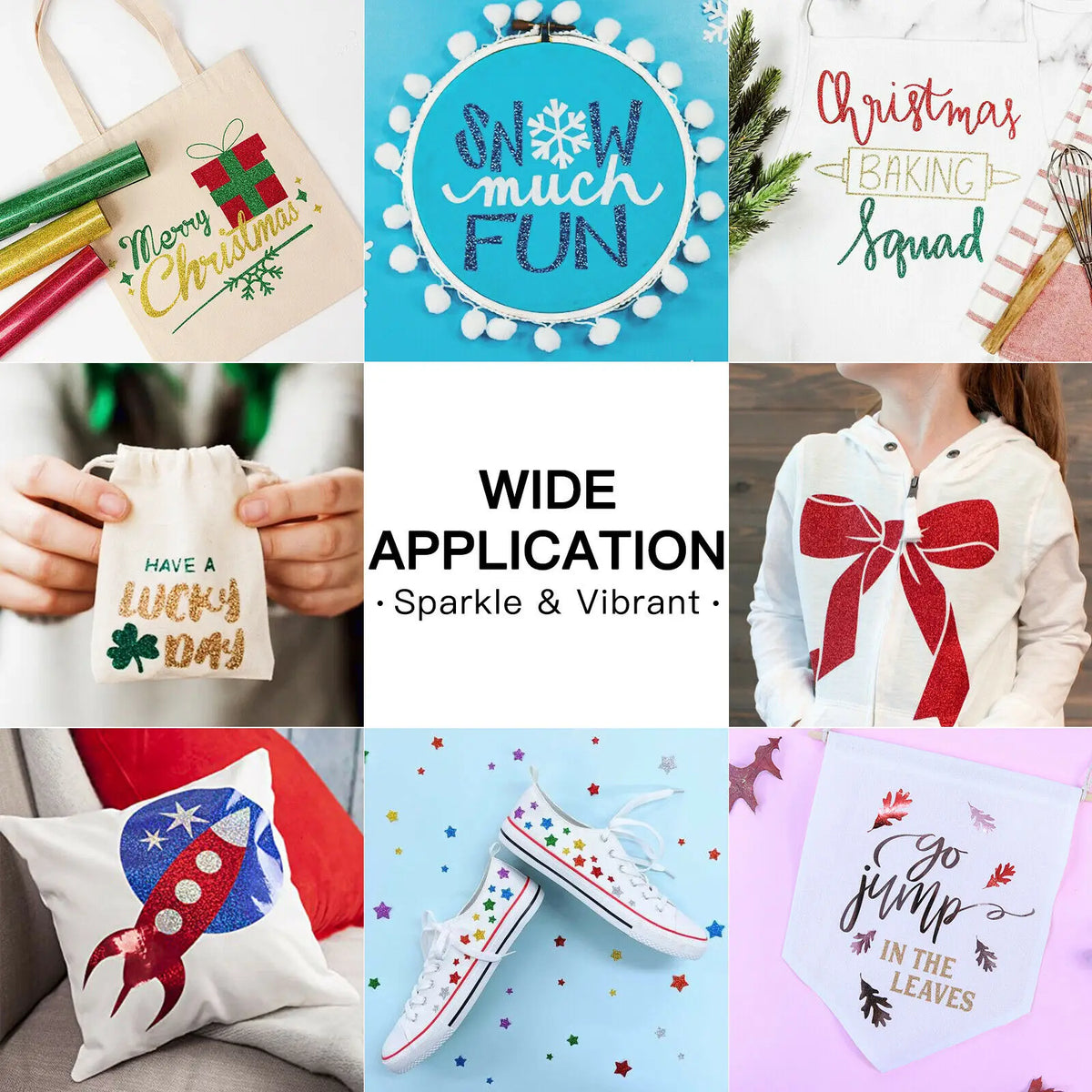 HTVRONT Glitter Heat Transfer Vinyl for Cricut and DIY Apparel